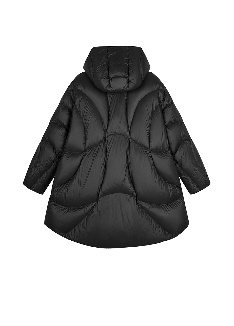 Coat / JNBY Curved Quilt Hooded Down Coat