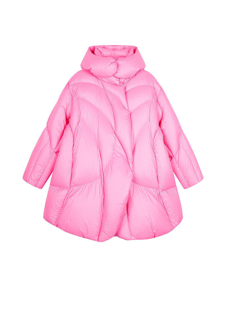 Coat / JNBY Curved Quilt Hooded Down Coat
