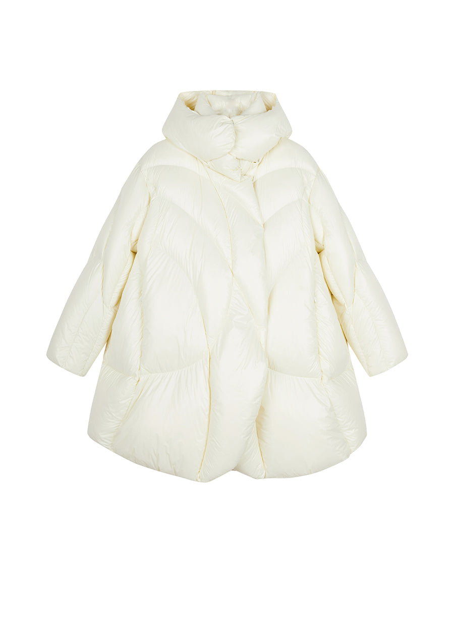 Coat / JNBY Curved Quilt Hooded Down Coat