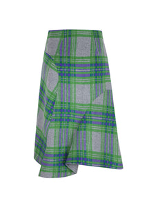 Skirt / JNBY Asymmetric Wool Skirt in Plaid Pattern