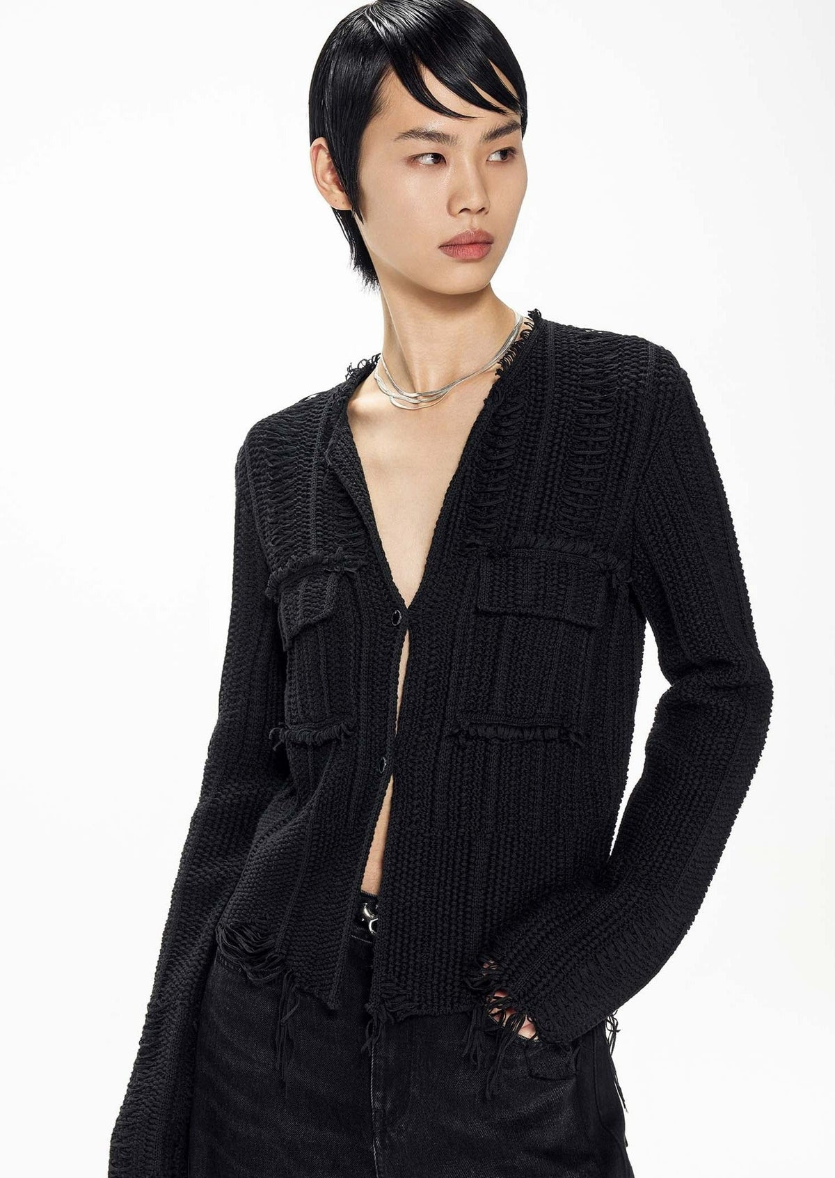 Cardigans / JNBY Woven Irregular H-Line Cropped Cardigan