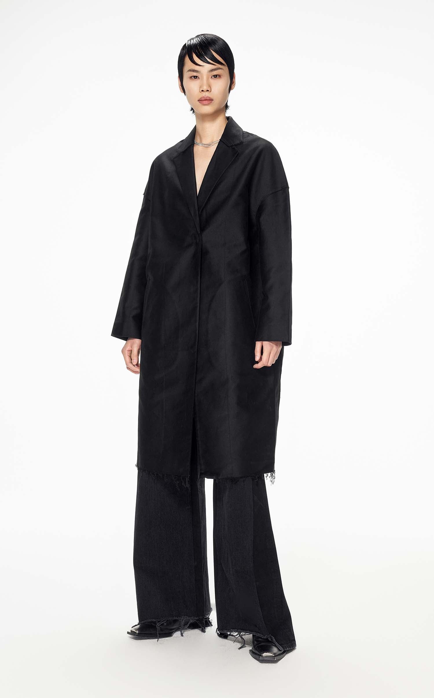 Coat / JNBY Irregular Hem Long Trench Coat (100% Cotton)