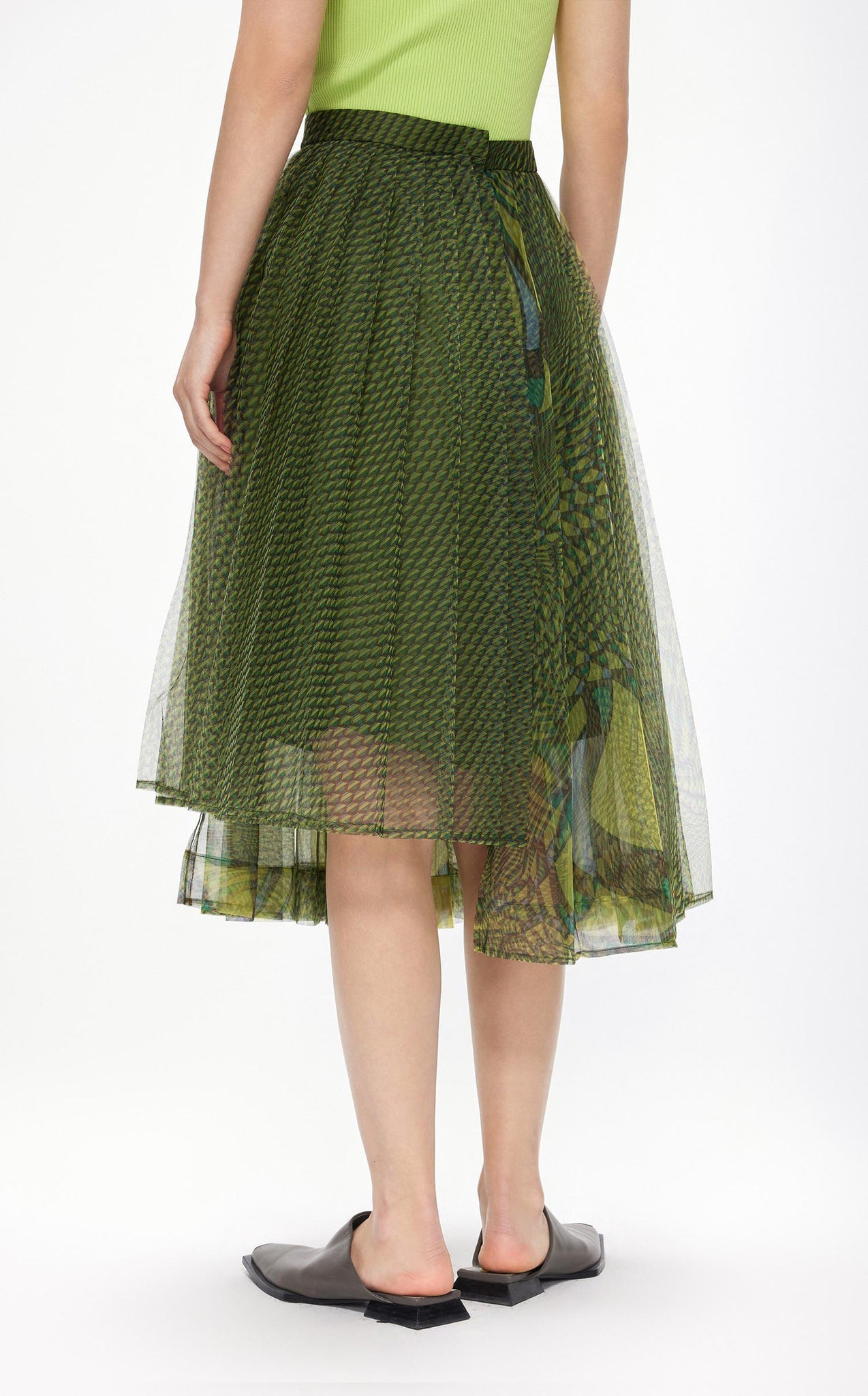 Skirts / JNBY Asymmetric Full Print Mesh Skirt