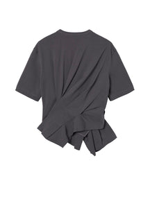 T-Shirt / JNBY Asymmetric Pleated Hem Short Sleeve T-Shirt (100% Cotton)