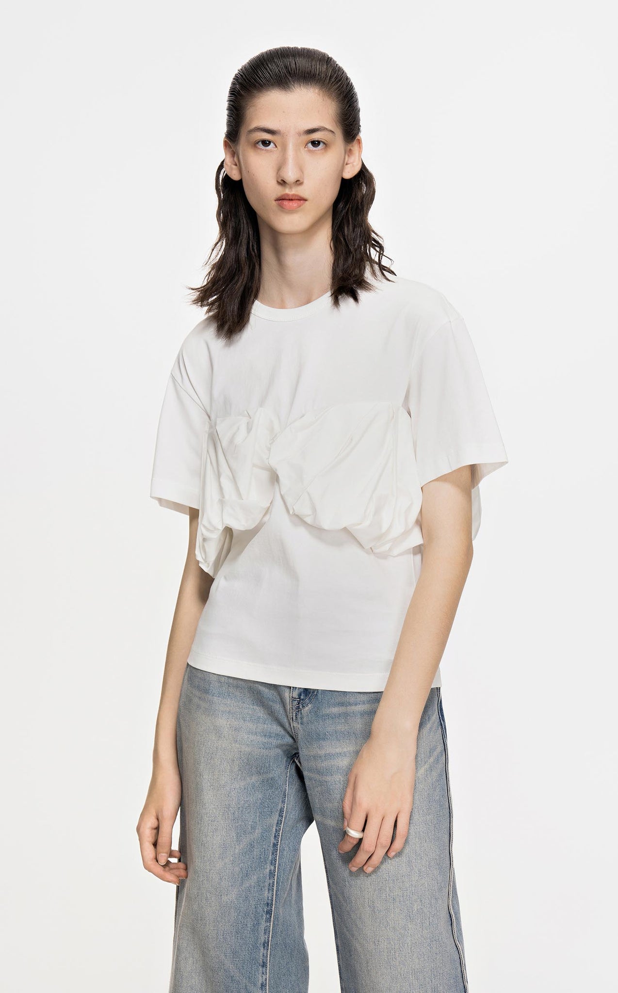 T-Shirt / JNBY Modern Solid Short Sleeve T-Shirt (100% Cotton)