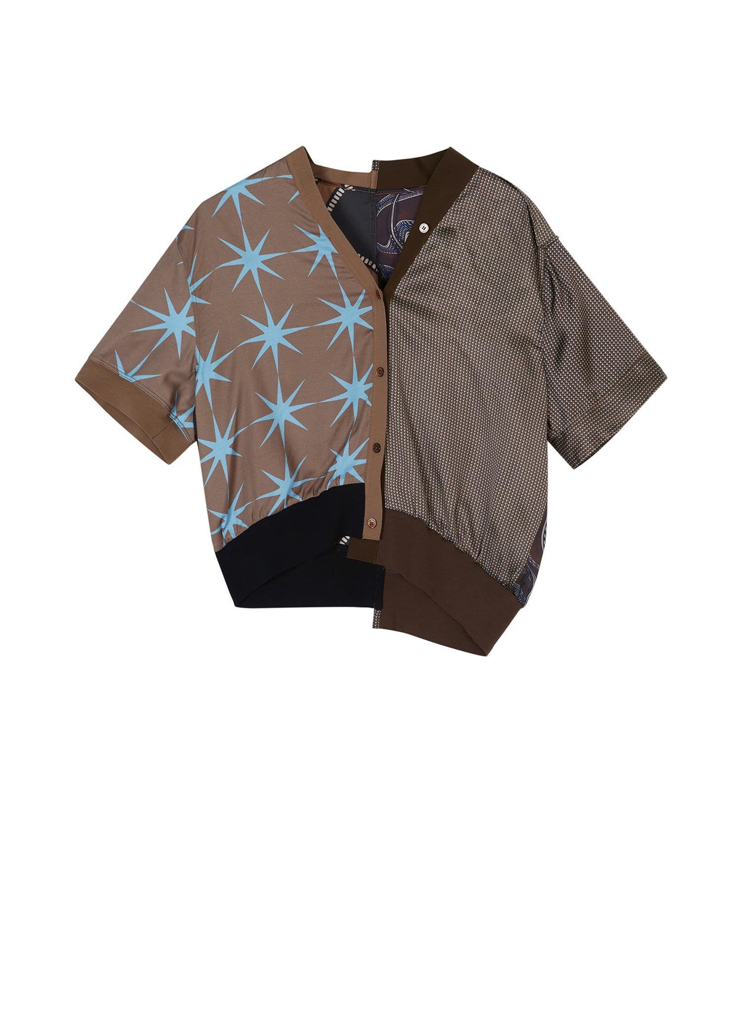 Shirt / JNBY Star Print Patchwork Short Sleeve Shirt