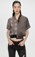 Shirt / JNBY Star Print Patchwork Short Sleeve Shirt