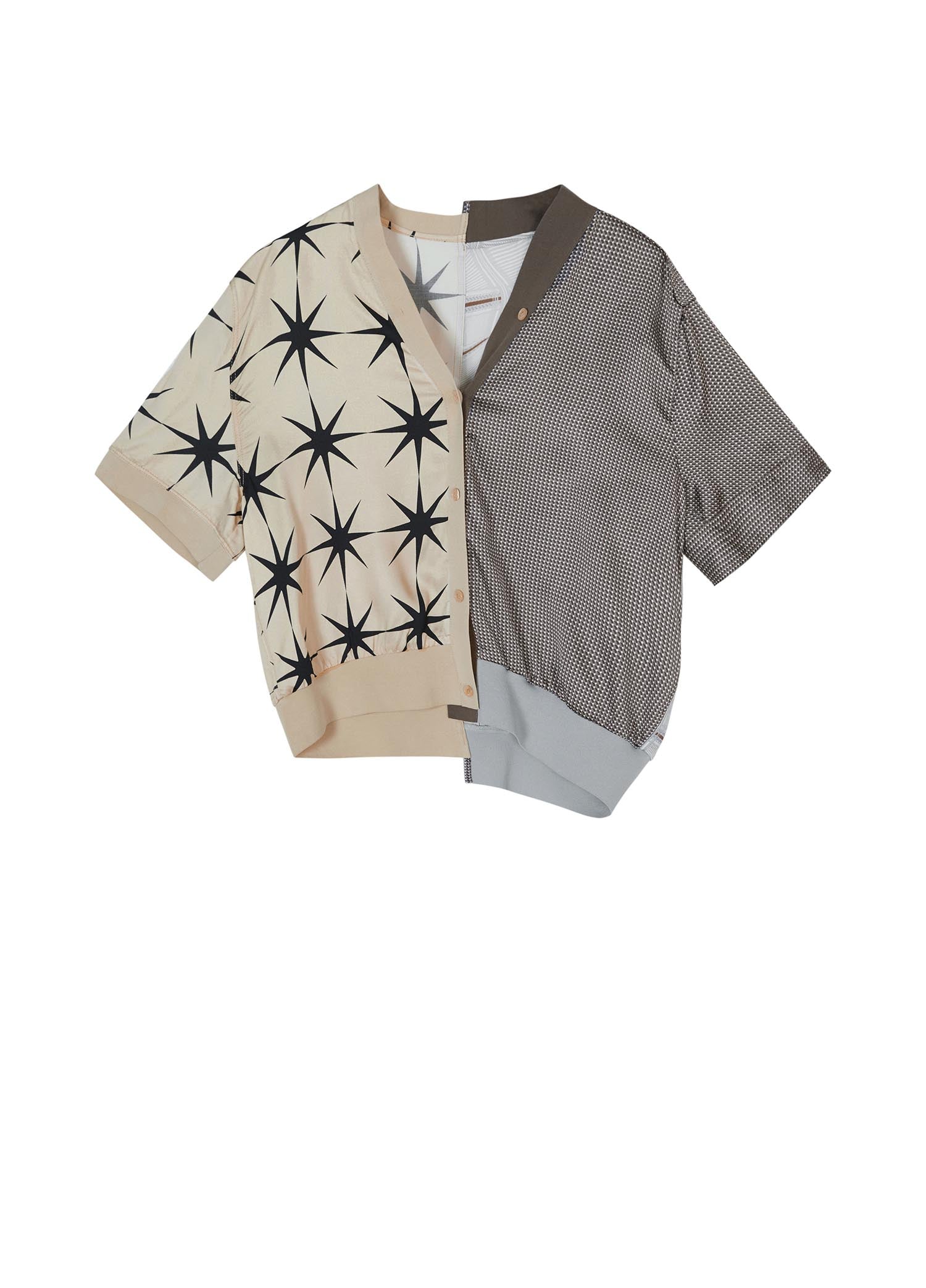 Shirt / JNBY Star Print Patchwork Short Sleeve Shirt