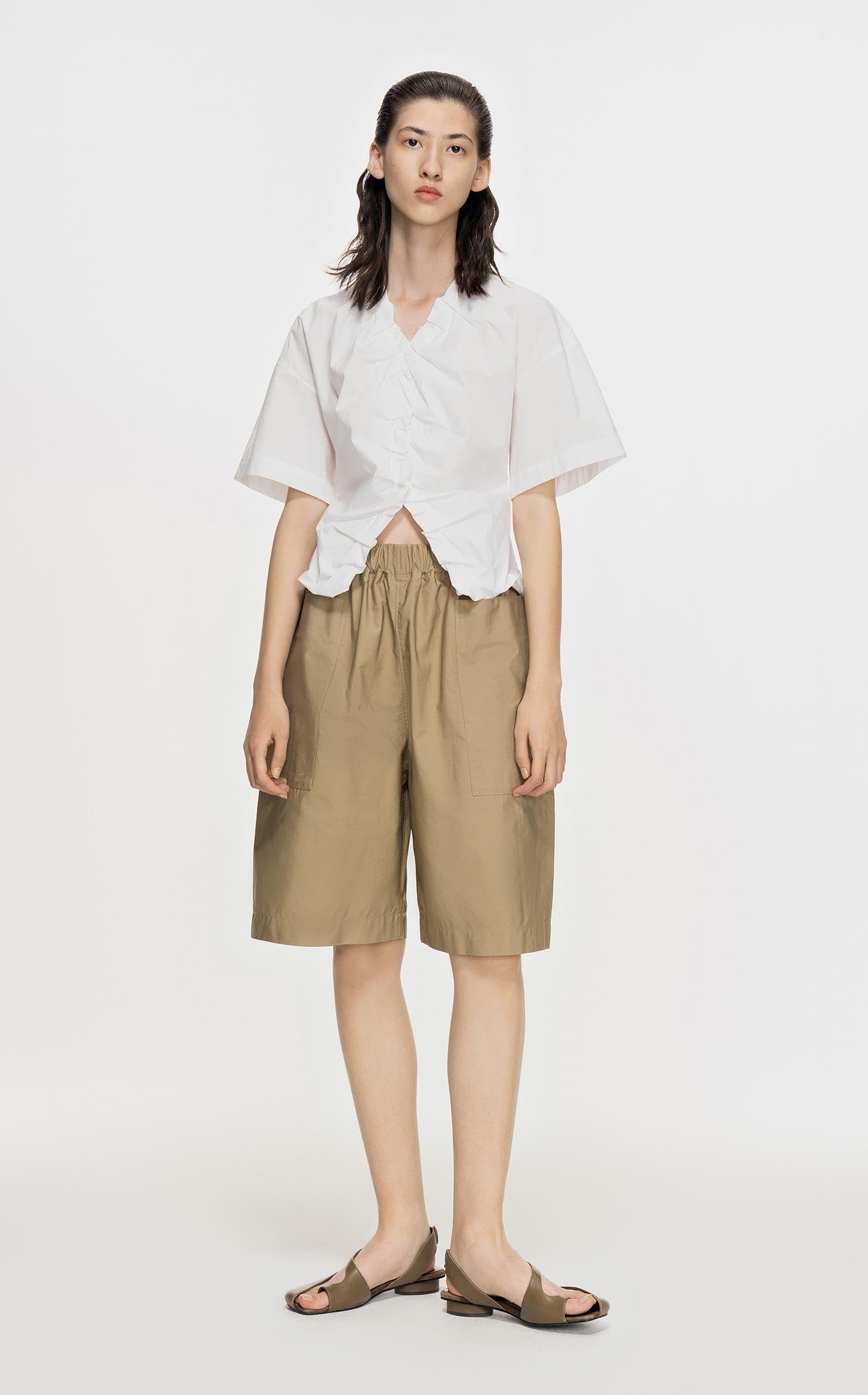 Shirt / JNBY Solid Short Sleeve Shirt (100% Cotton)