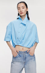 Shirt / JNBY Asymmetric Short Sleeve Shirt (100% Cotton)