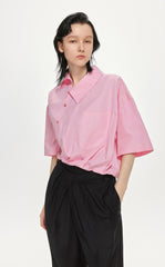 Shirt / JNBY Asymmetric Short Sleeve Shirt (100% Cotton)