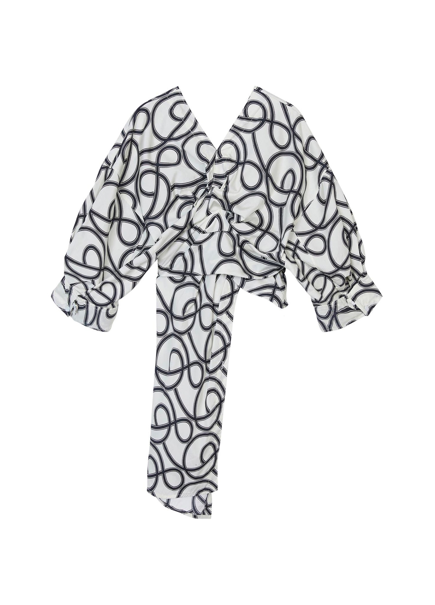 Shirt / JNBY Asymmetric Full Print V-Neck Top (100% Cotton)