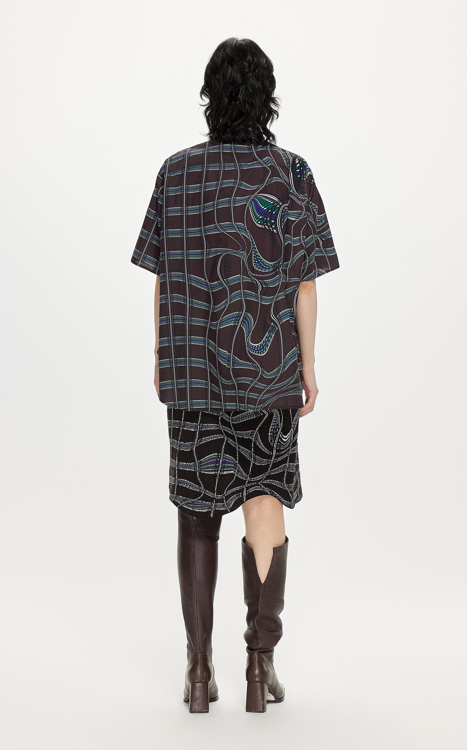 Skirt / JNBY Asymmetric Full Print Midi Skirt