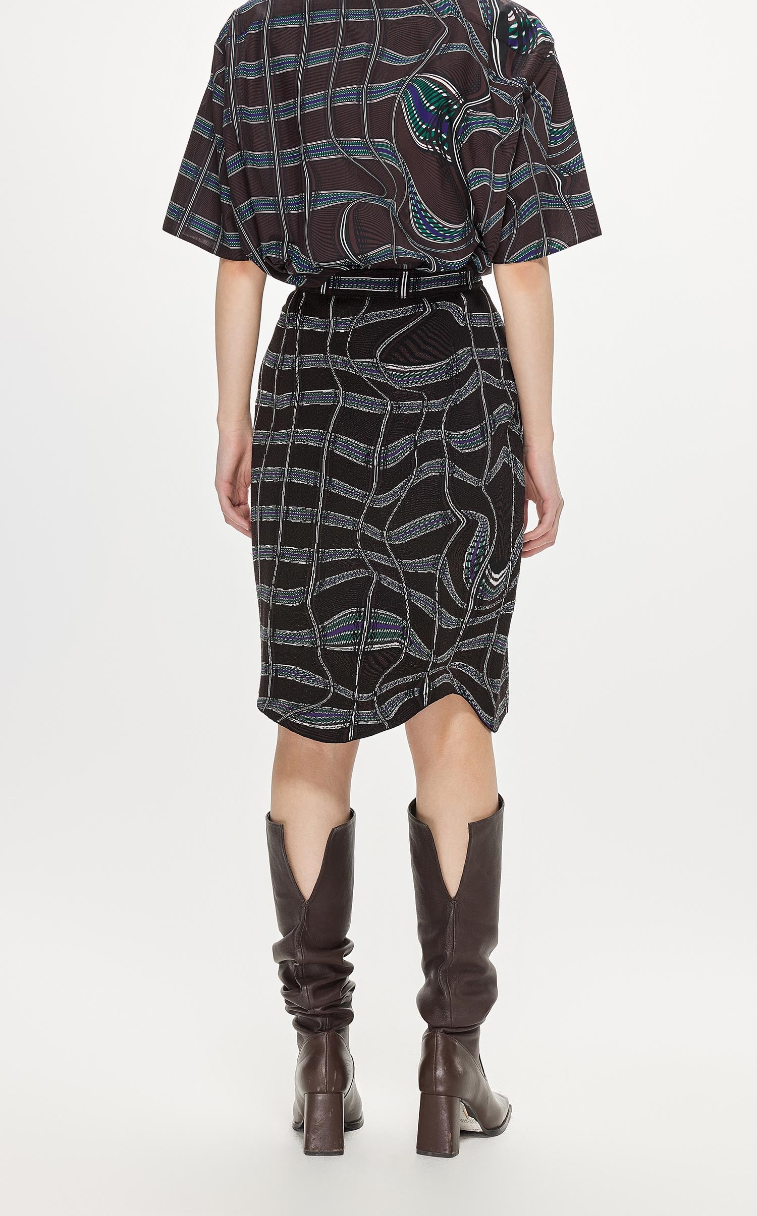 Skirt / JNBY Asymmetric Full Print Midi Skirt