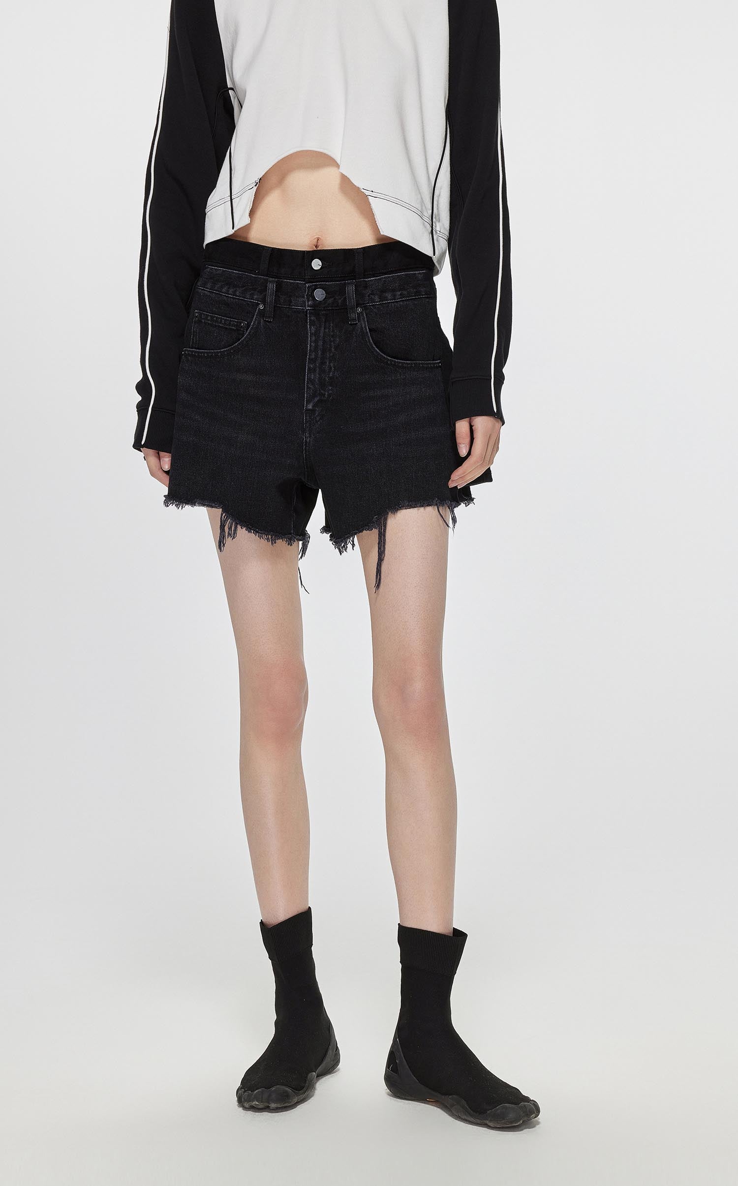 Shorts / JNBY High Rise Color Blocks Denim Shorts (100% Cotton)