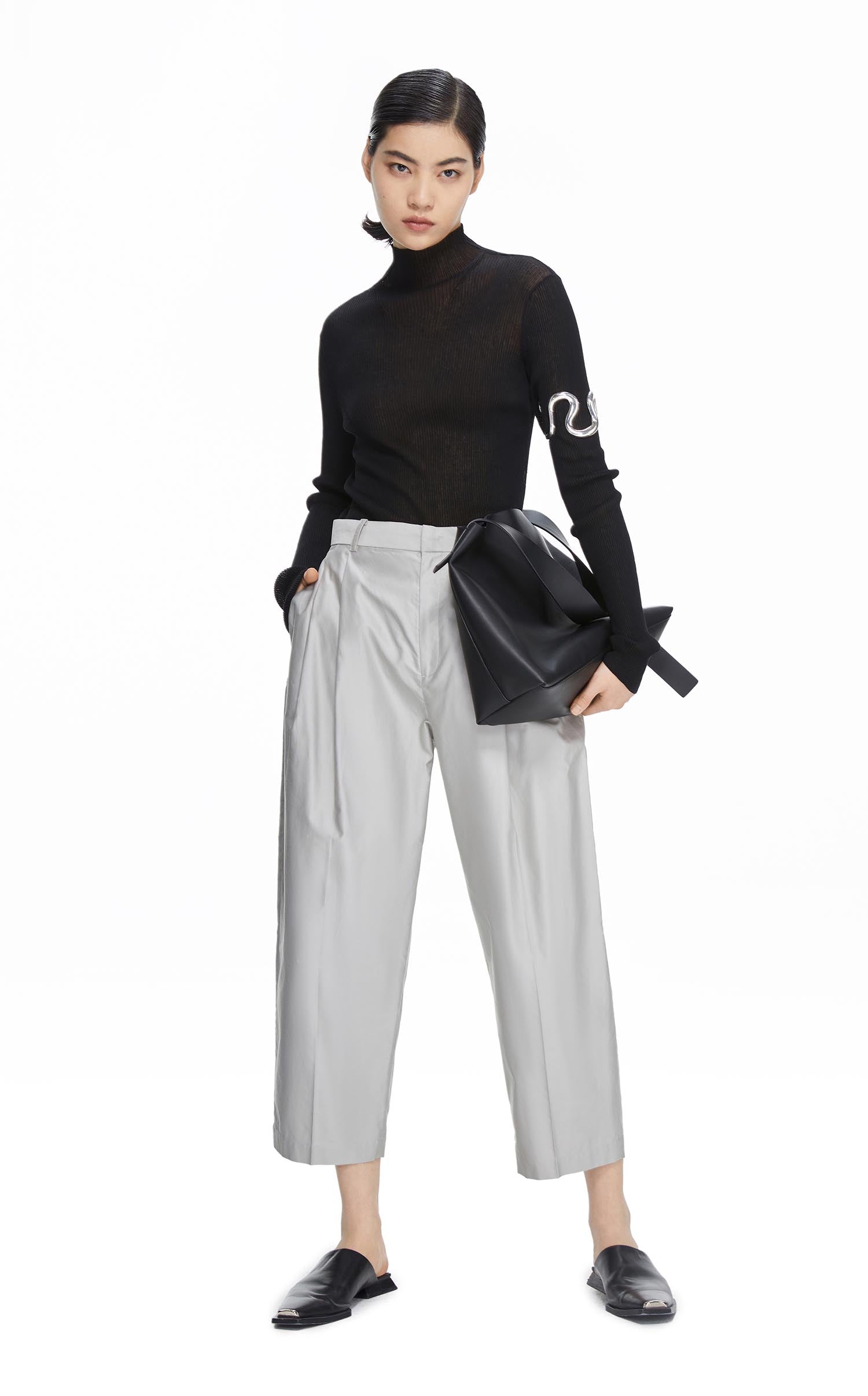 Pants / JNBY Solid Straight Cropped Pants (100% Cotton)