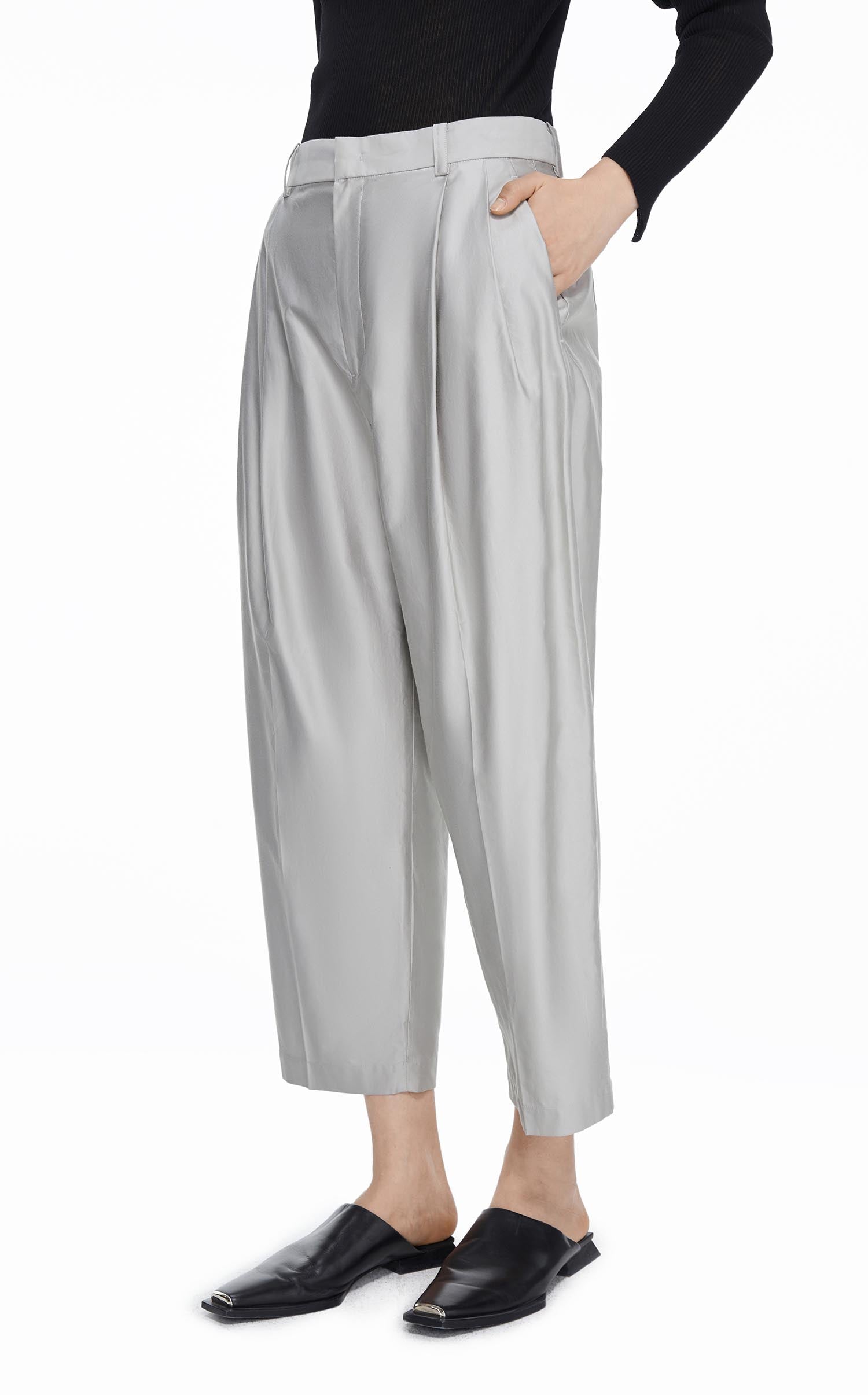 Pants / JNBY Solid Straight Cropped Pants (100% Cotton)