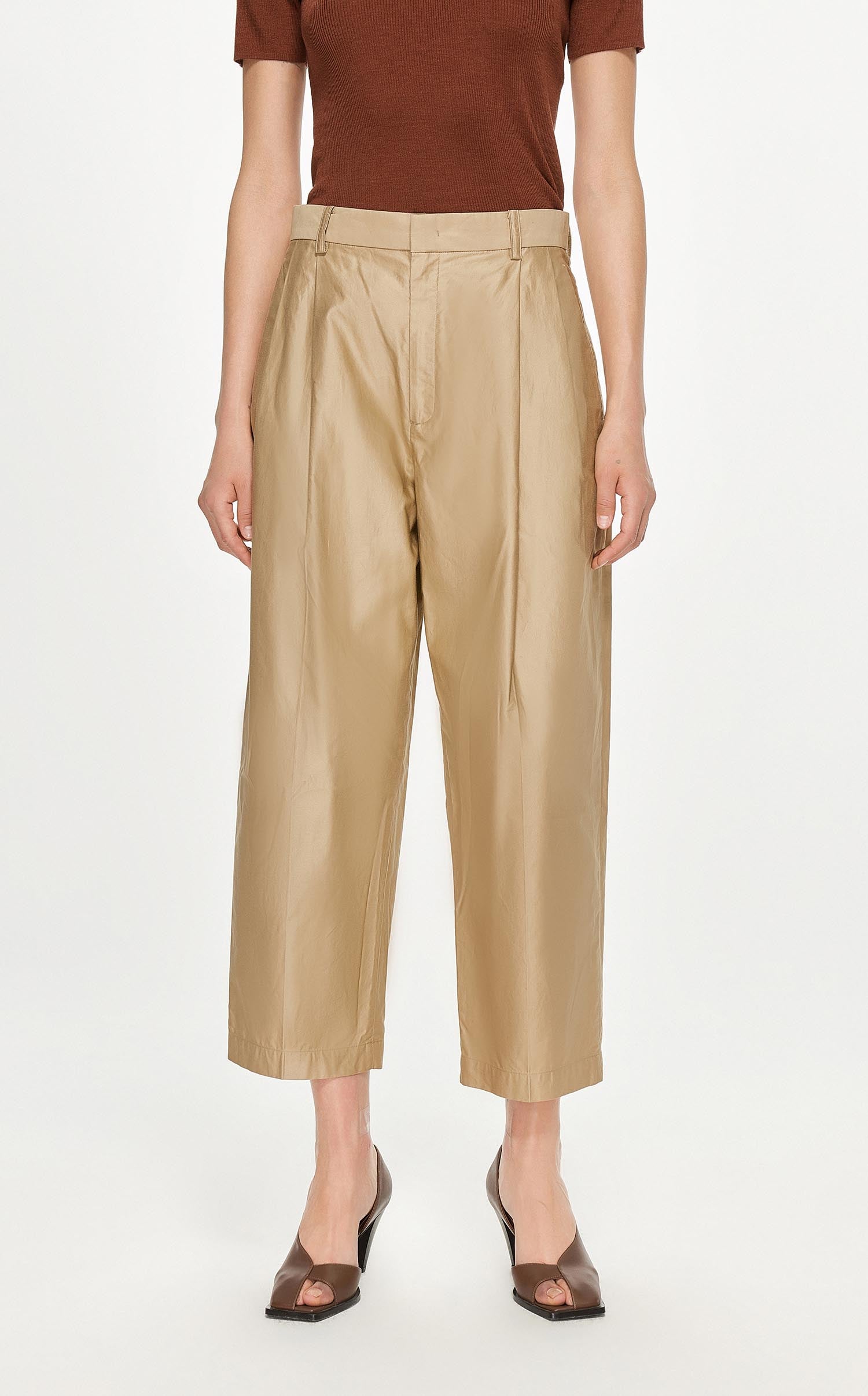 Pants / JNBY Solid Straight Cropped Pants (100% Cotton)