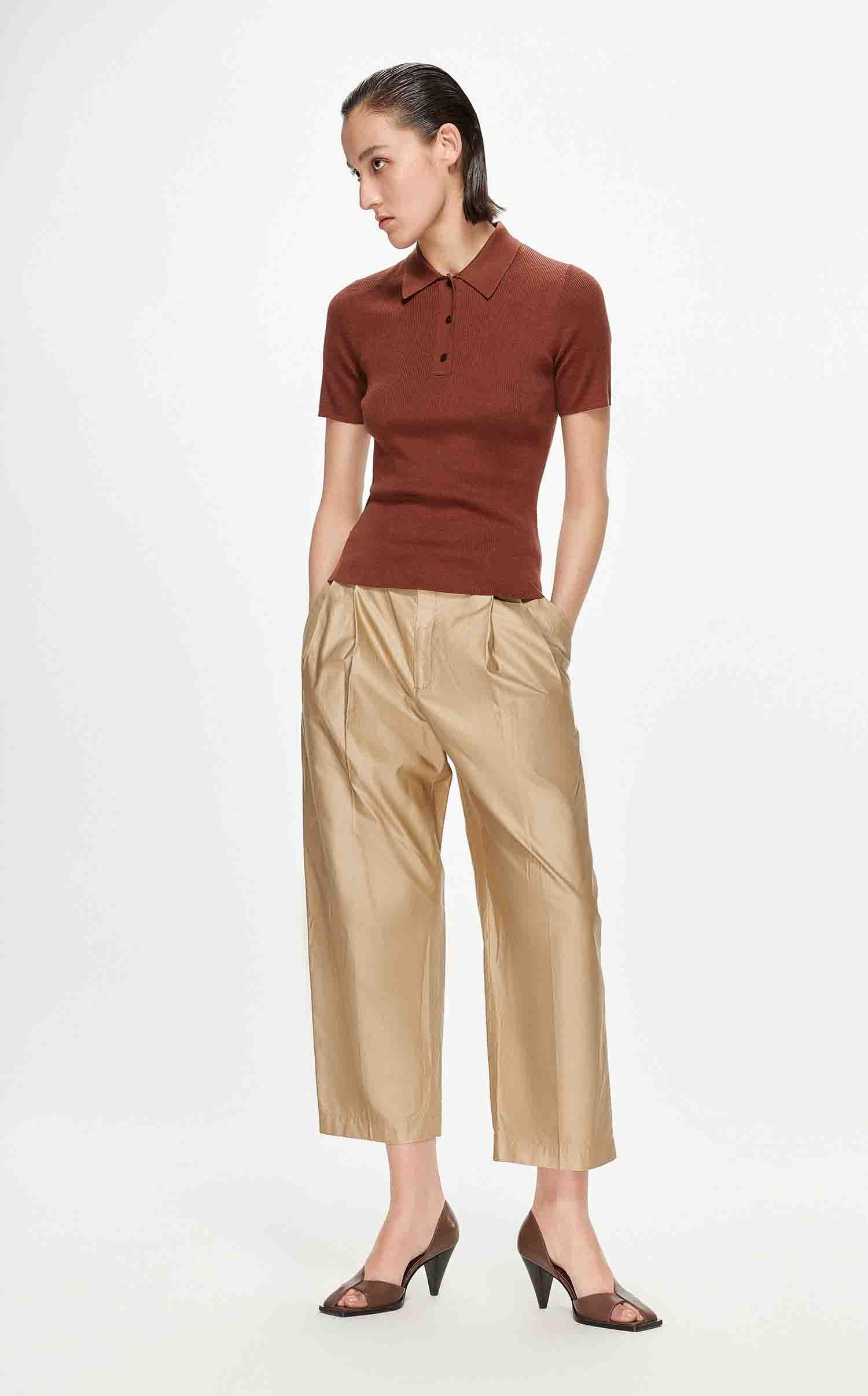 Pants / JNBY Solid Straight Cropped Pants (100% Cotton)