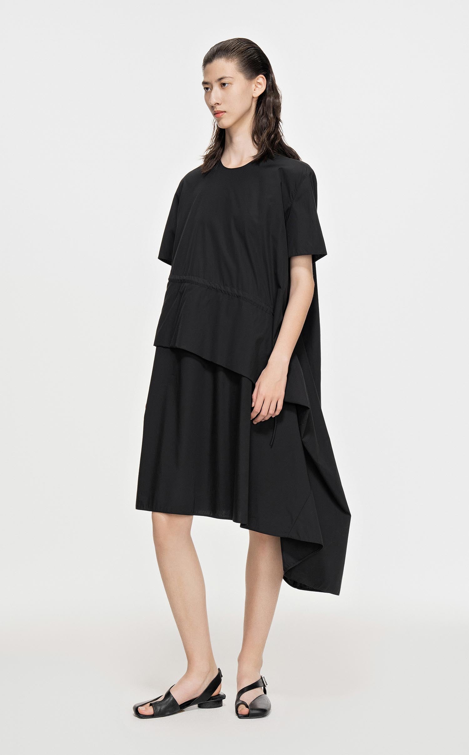 Dresses / JNBY Crewneck Layered Short Sleeve Dress (100% Cotton)