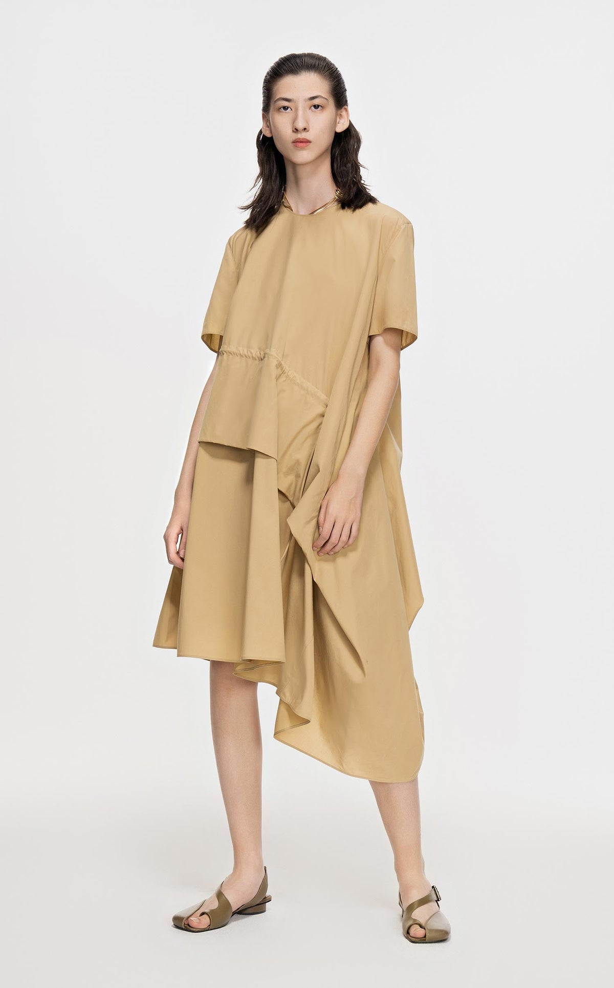 Dresses / JNBY Crewneck Layered Short Sleeve Dress (100% Cotton)