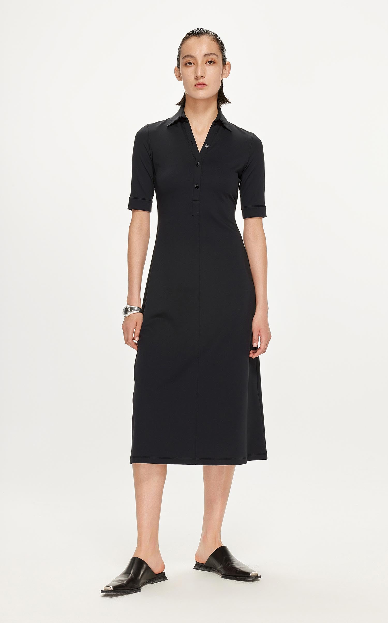 Dresses / JNBY Short Sleeve Solid Midi Dress