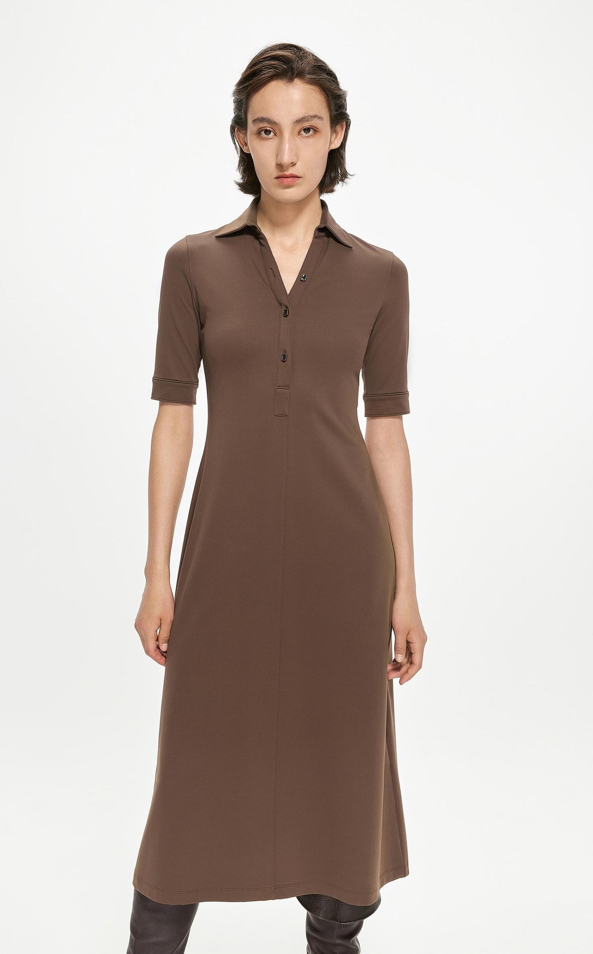 Dresses / JNBY Short Sleeve Solid Midi Dress