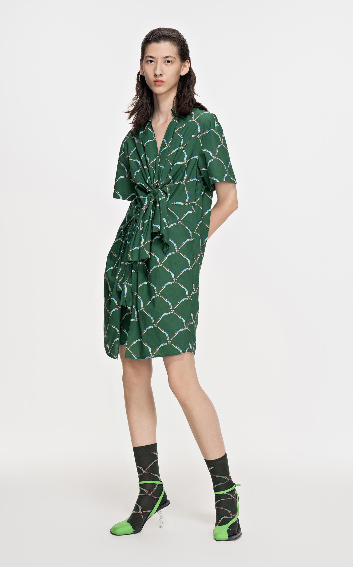 Dresses / JNBY Full Print Short Sleeve Dress (100% Cotton)