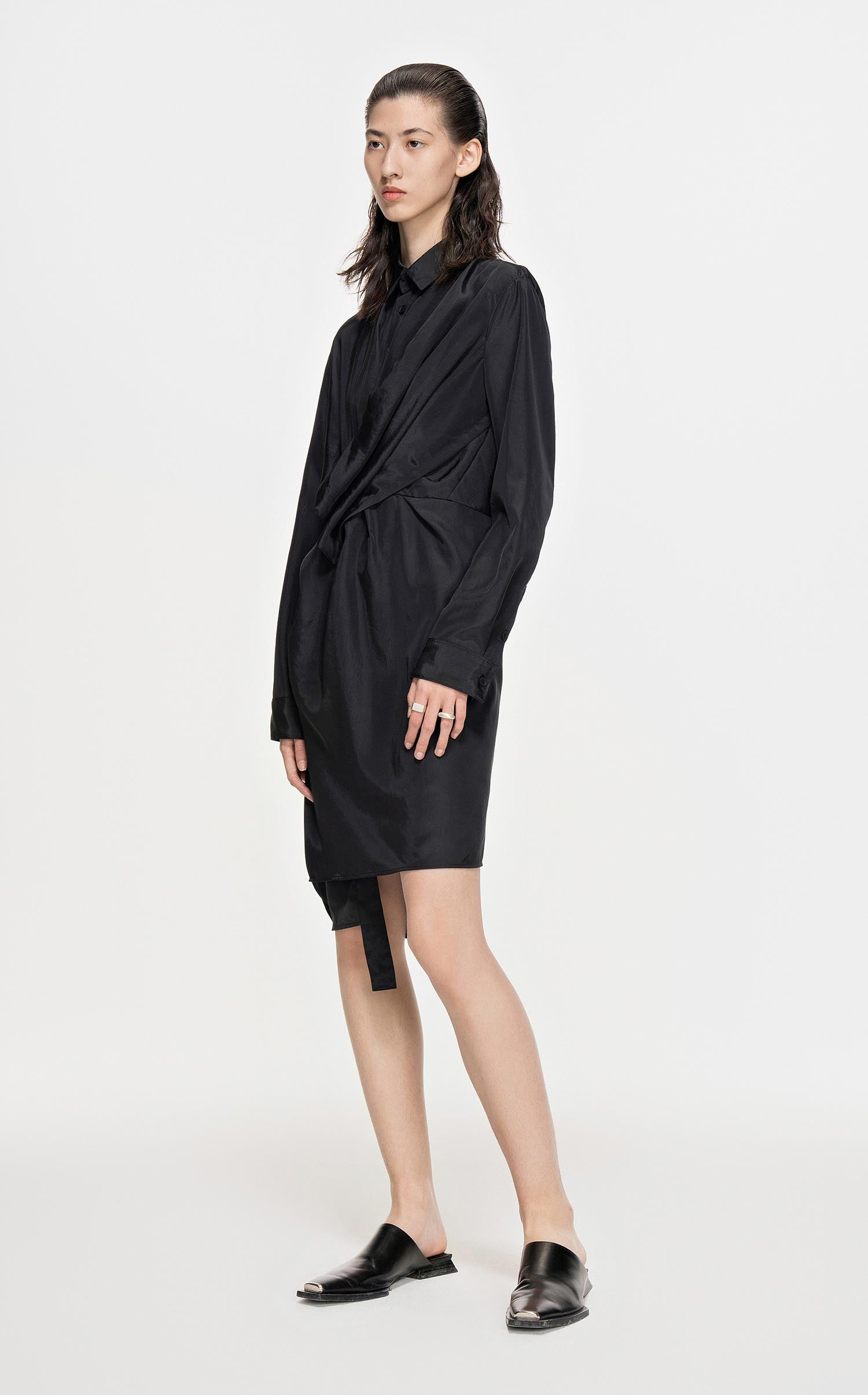 Dresses / JNBY Long-Sleeved Wrap Waist Shirt Dress