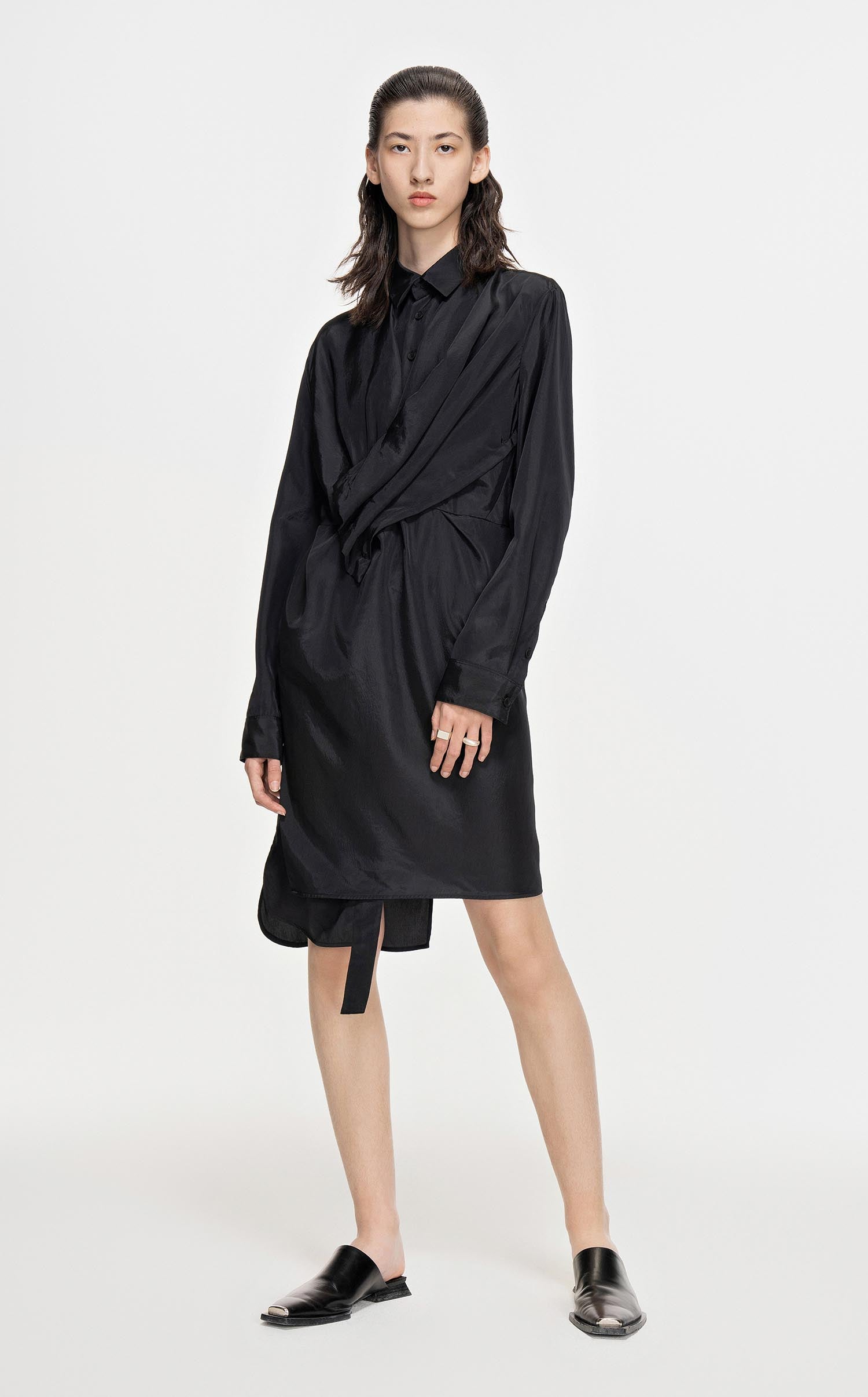 Dresses / JNBY Long-Sleeved Wrap Waist Shirt Dress