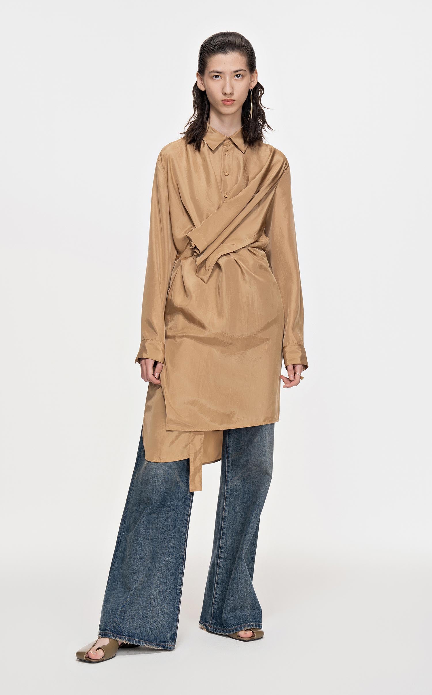 Dresses / JNBY Long-Sleeved Wrap Waist Shirt Dress