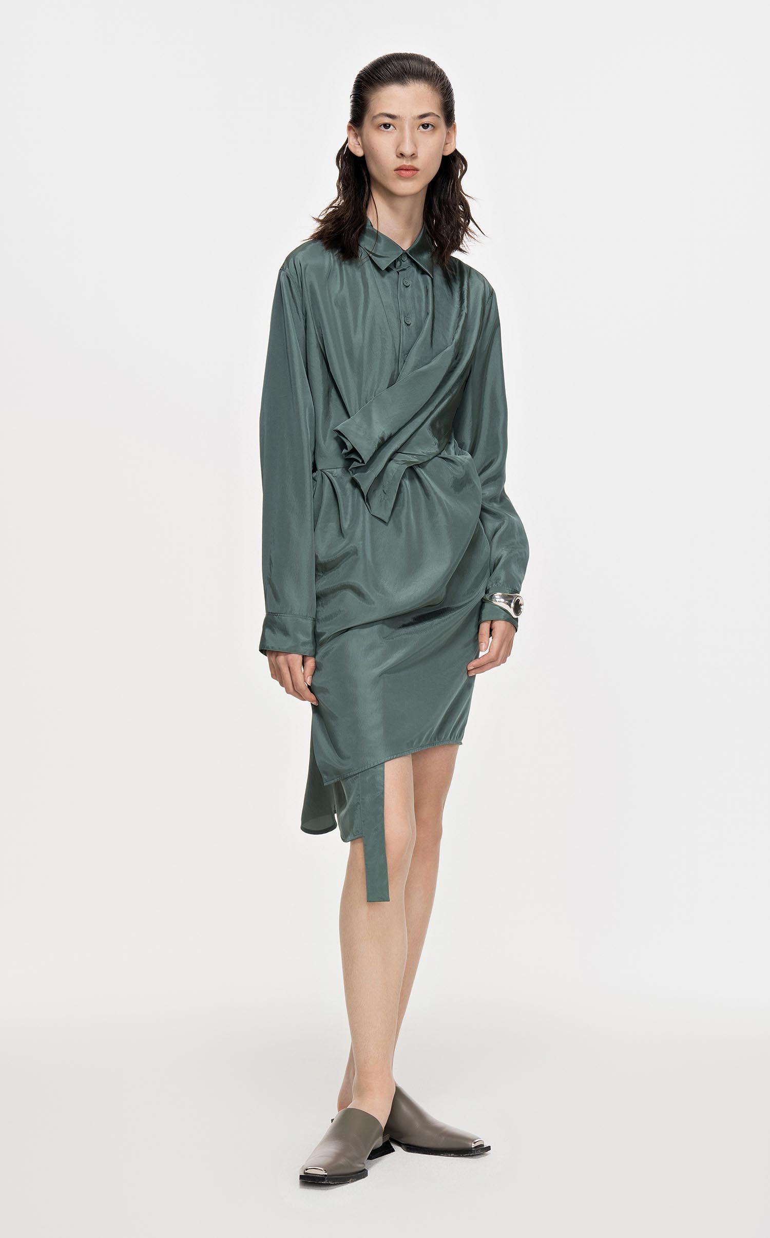 Dresses / JNBY Long-Sleeved Wrap Waist Shirt Dress