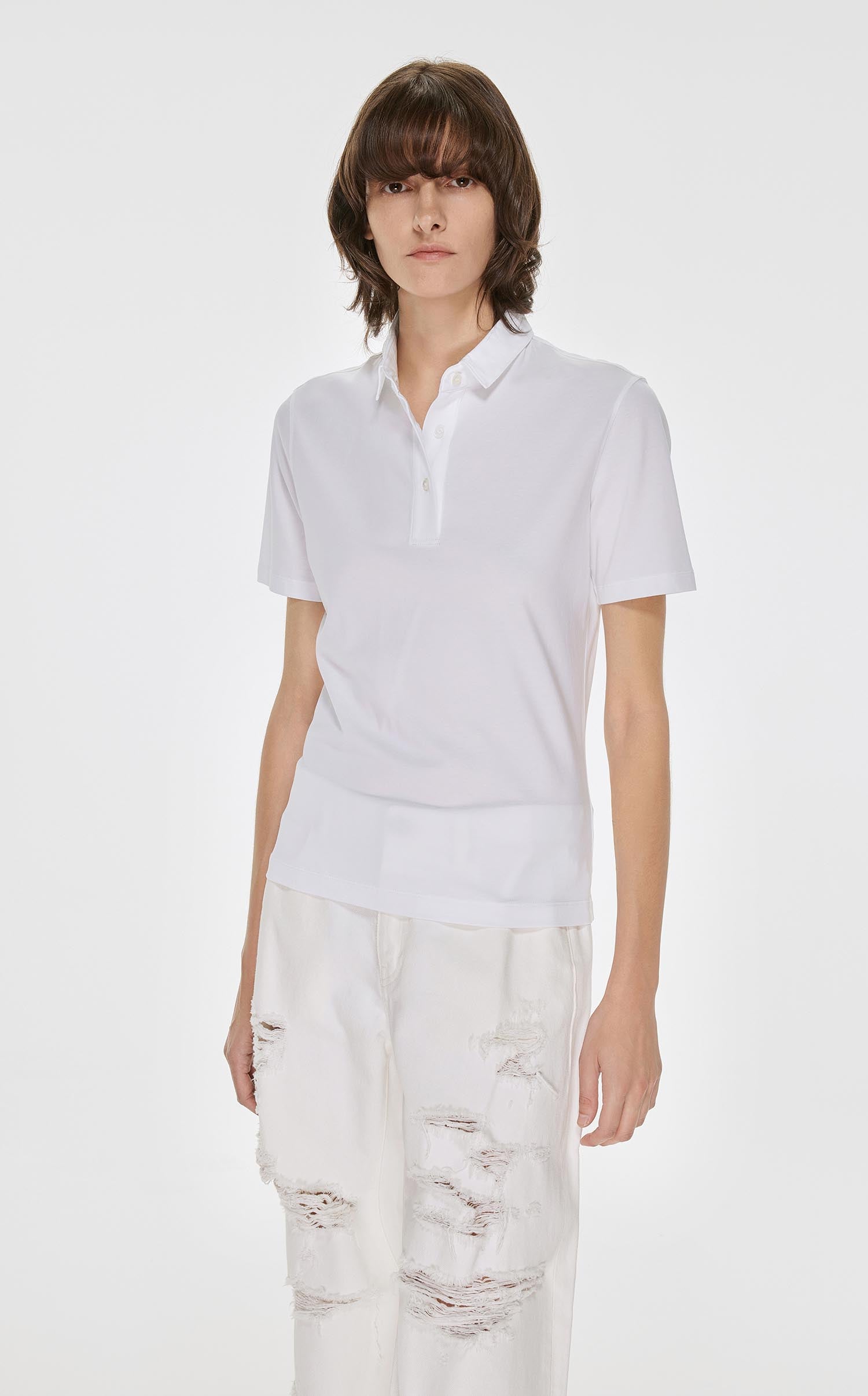 T-Shirt / JNBY Solid Short Sleeve Polo Shirt