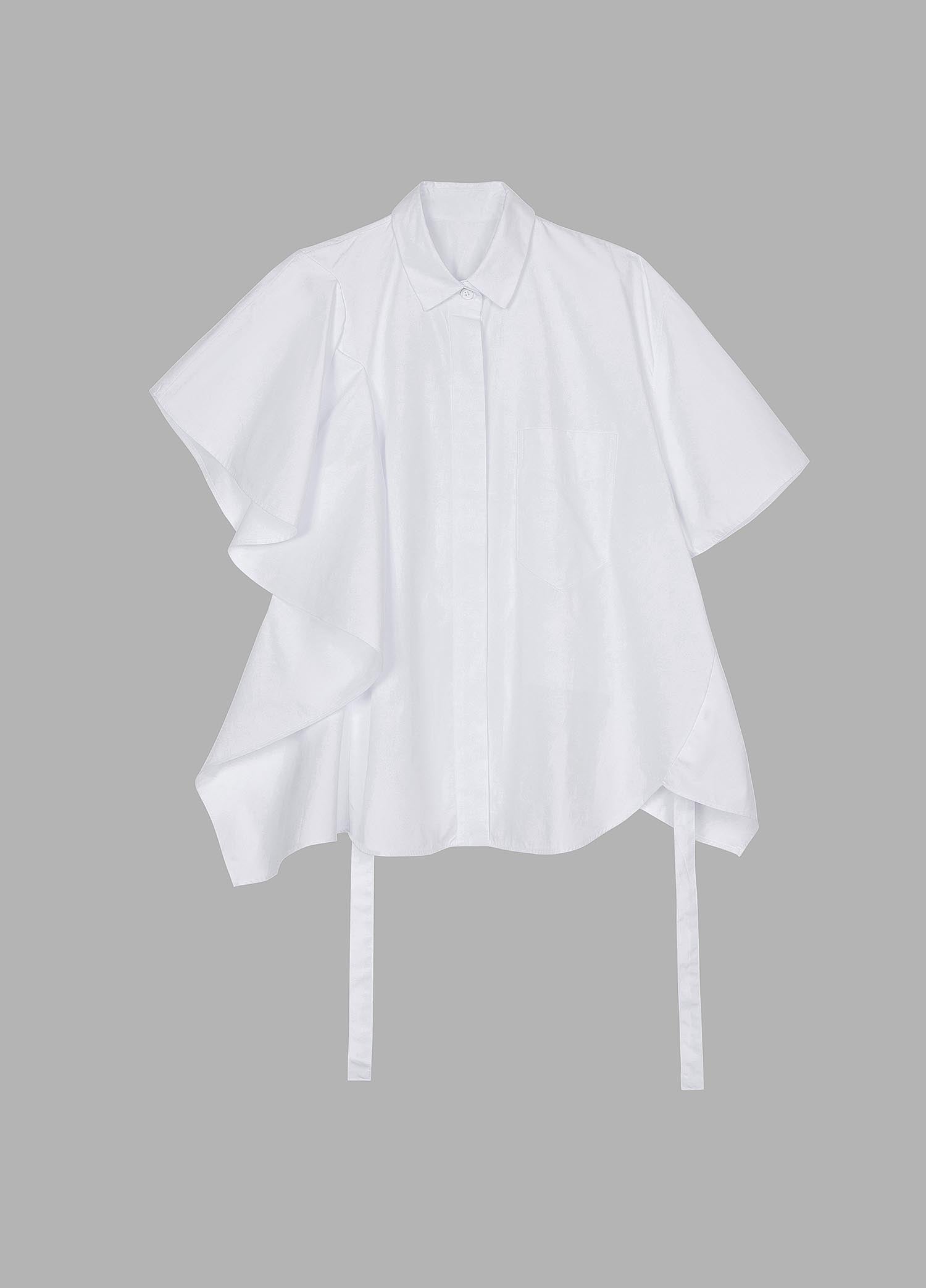 Shirt / JNBY Solid Asymmetric Short Sleeve Shirt (100% Cotton)