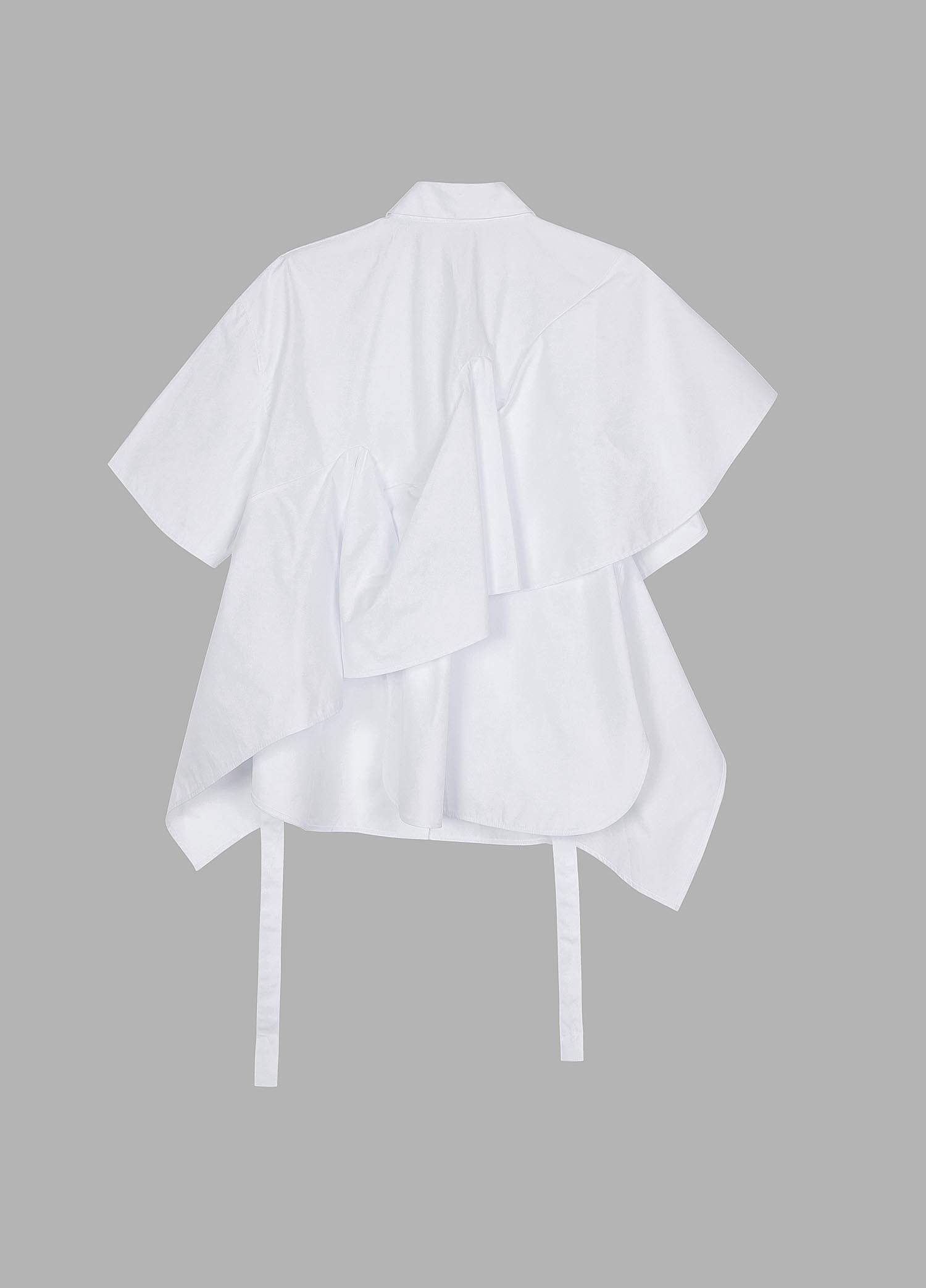 Shirt / JNBY Solid Asymmetric Short Sleeve Shirt (100% Cotton)