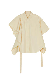 Shirt / JNBY Solid Asymmetric Short Sleeve Shirt (100% Cotton)