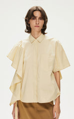 Shirt / JNBY Solid Asymmetric Short Sleeve Shirt (100% Cotton)