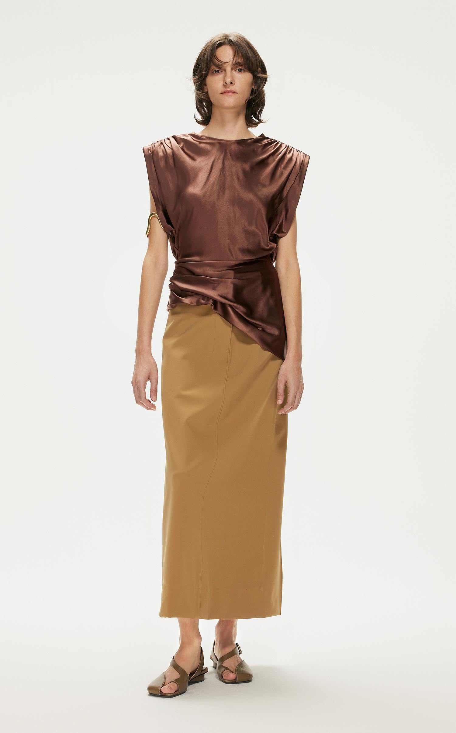 Shirt / JNBY Asymmetric Pure Silk Sleeveless Top (100% Silk)