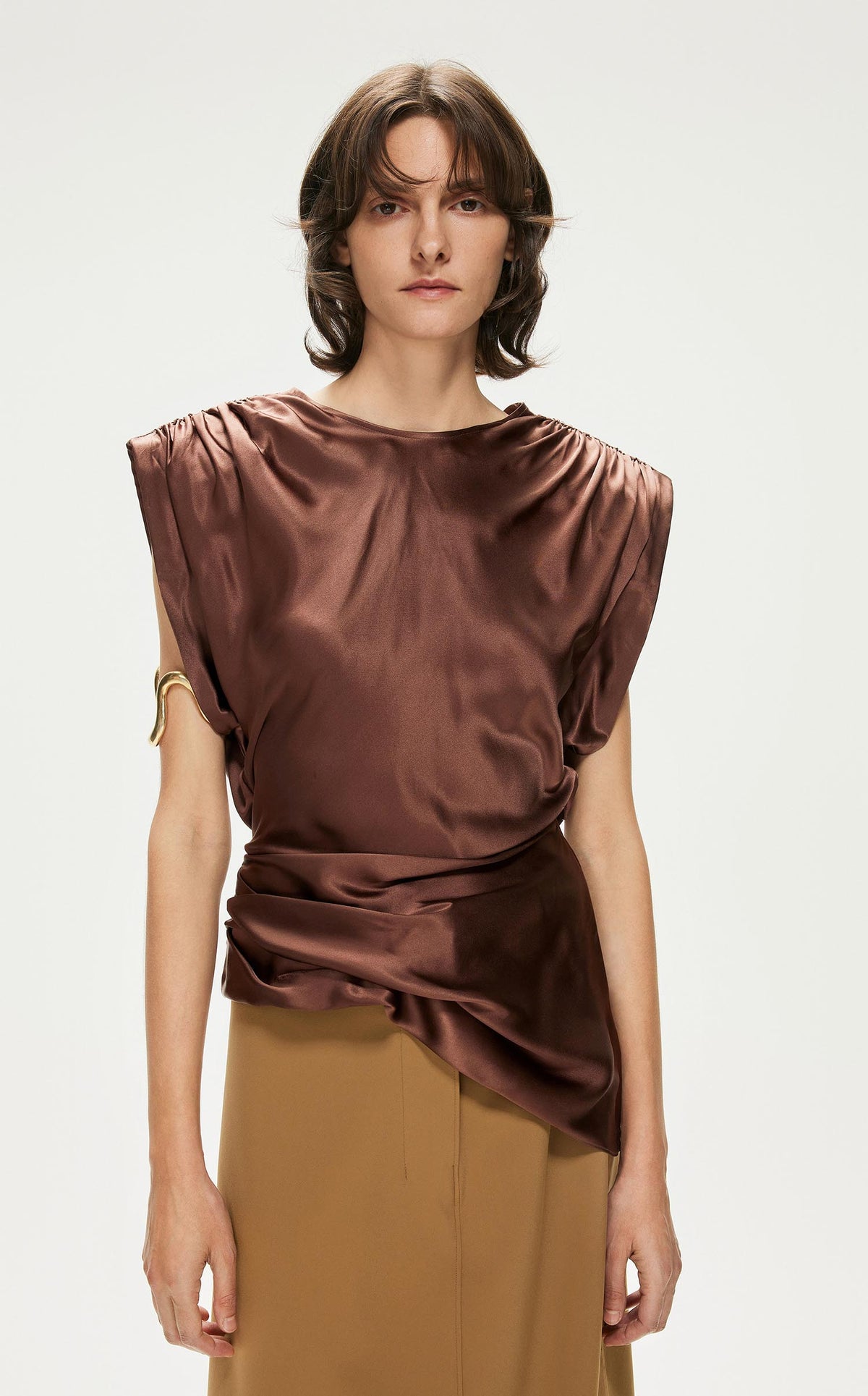 Shirt / JNBY Asymmetric Pure Silk Sleeveless Top (100% Silk)