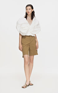 Shirt / JNBY Solid Asymmetric V-Neck Sleeveless Top (100% Cotton)