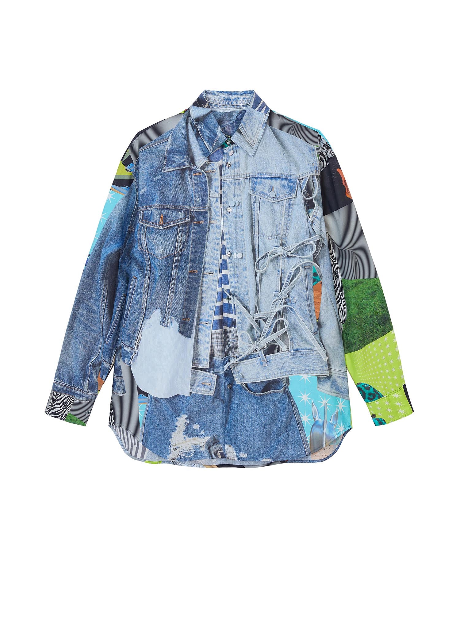 Shirt / JNBY Full-Denim-Print Long Sleeve Shirt (100% Cotton)