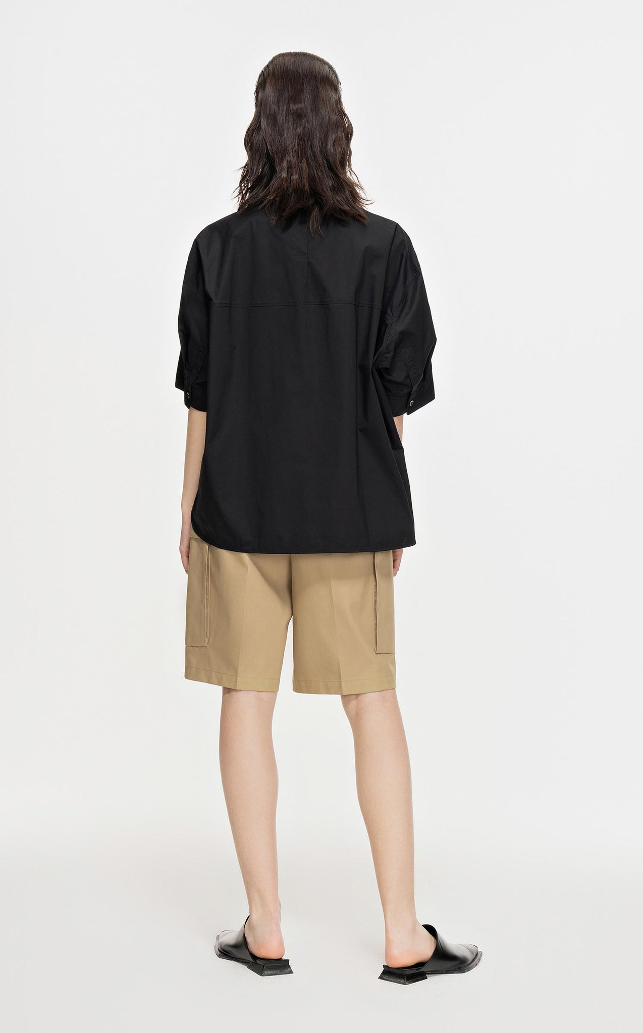 Shirt / JNBY Loose Fit Solid Crewneck Short Sleeve Top