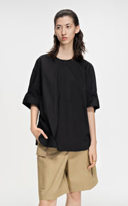Shirt / JNBY Loose Fit Solid Crewneck Short Sleeve Top