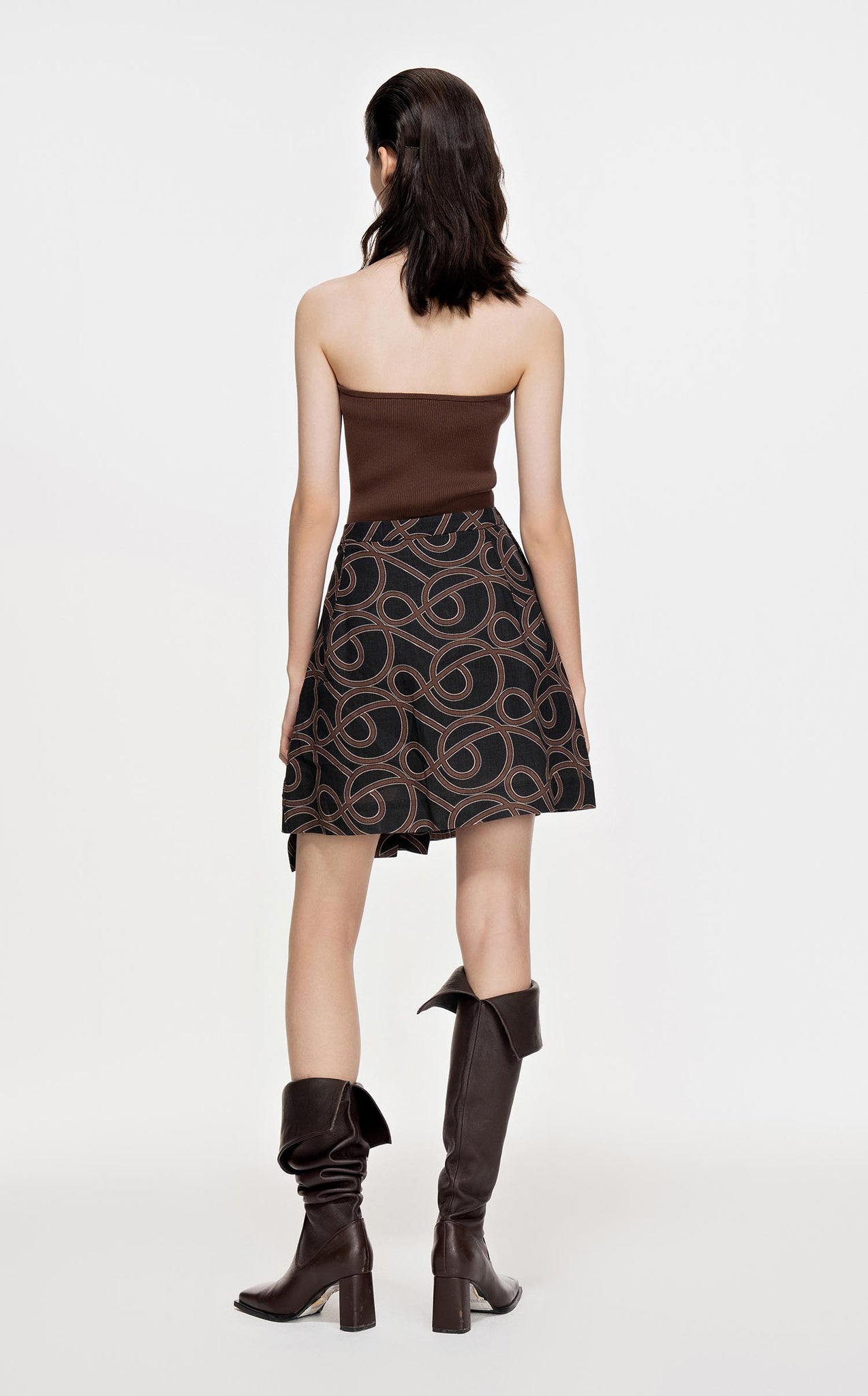 Skirt / JNBY Linen Print Skirt（Black Friday Flash Sale)