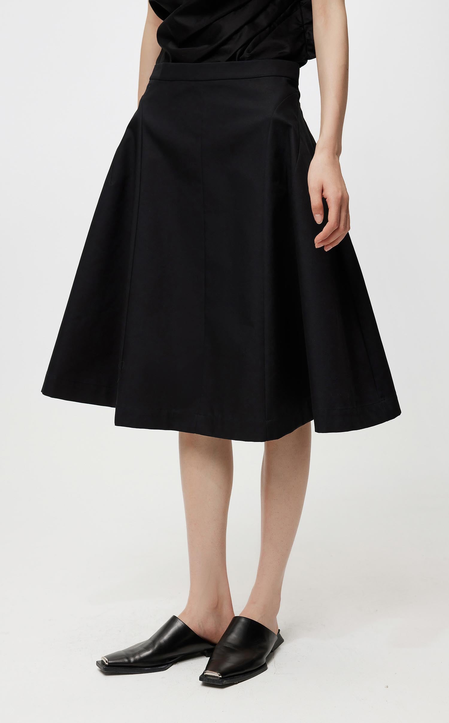 Skirt / JNBY Solid Midi A-Line Skirt (100% Cotton)