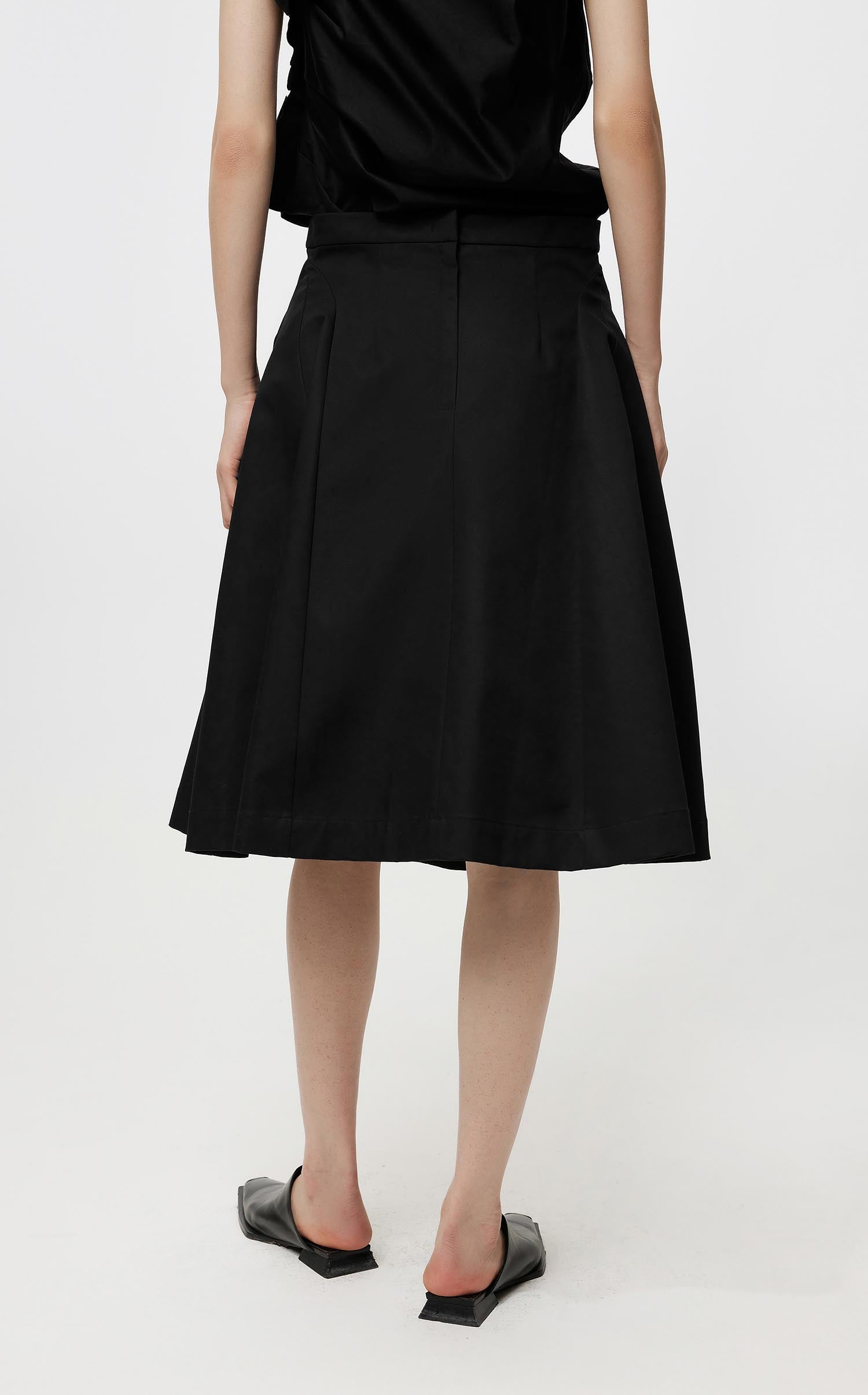 Skirt / JNBY Solid Midi A-Line Skirt (100% Cotton)