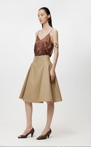 Skirt / JNBY Solid Midi A-Line Skirt (100% Cotton)
