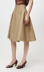 Skirt / JNBY Solid Midi A-Line Skirt (100% Cotton)