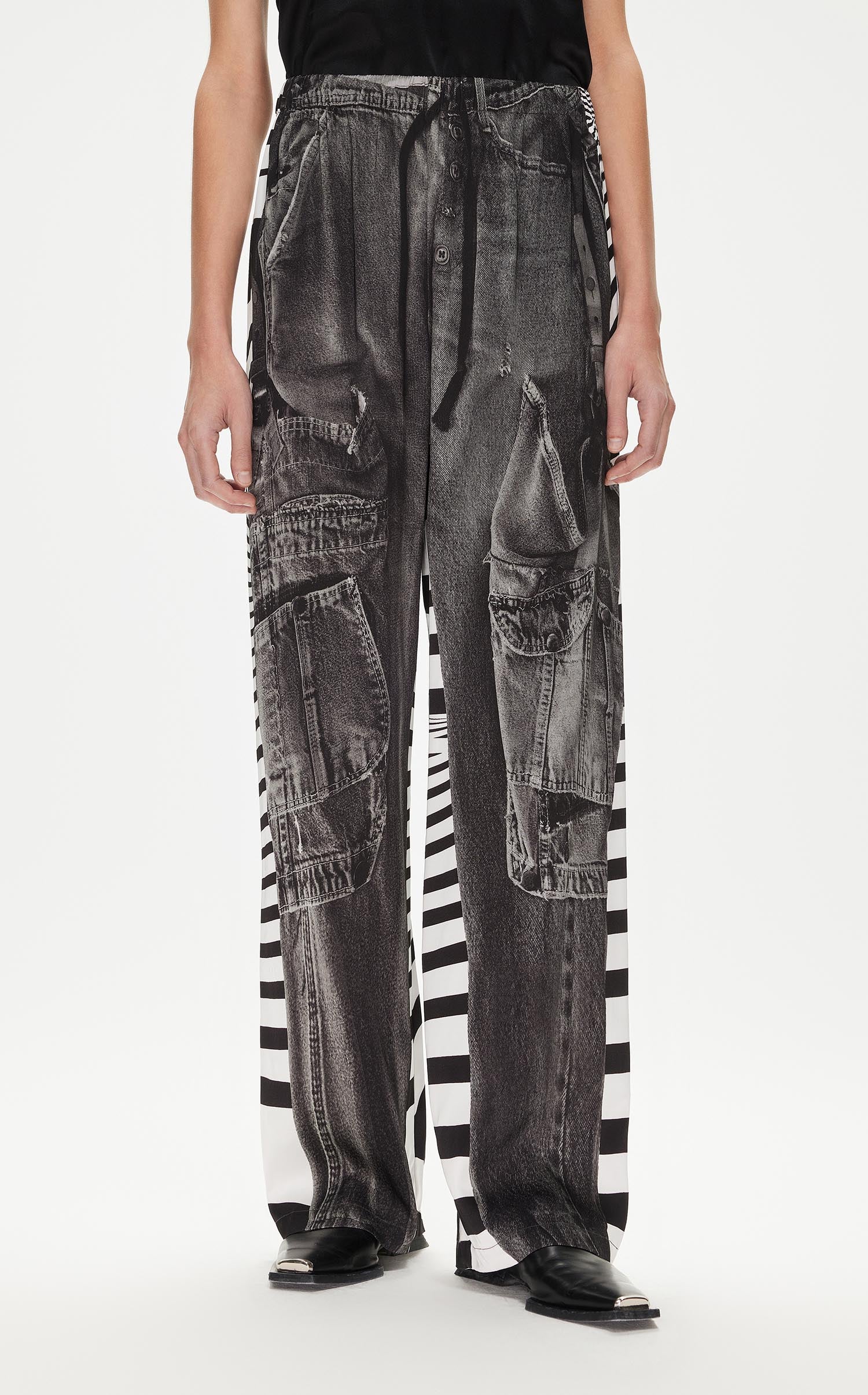 Pants / JNBY Full Washed-Denim-Print Pants