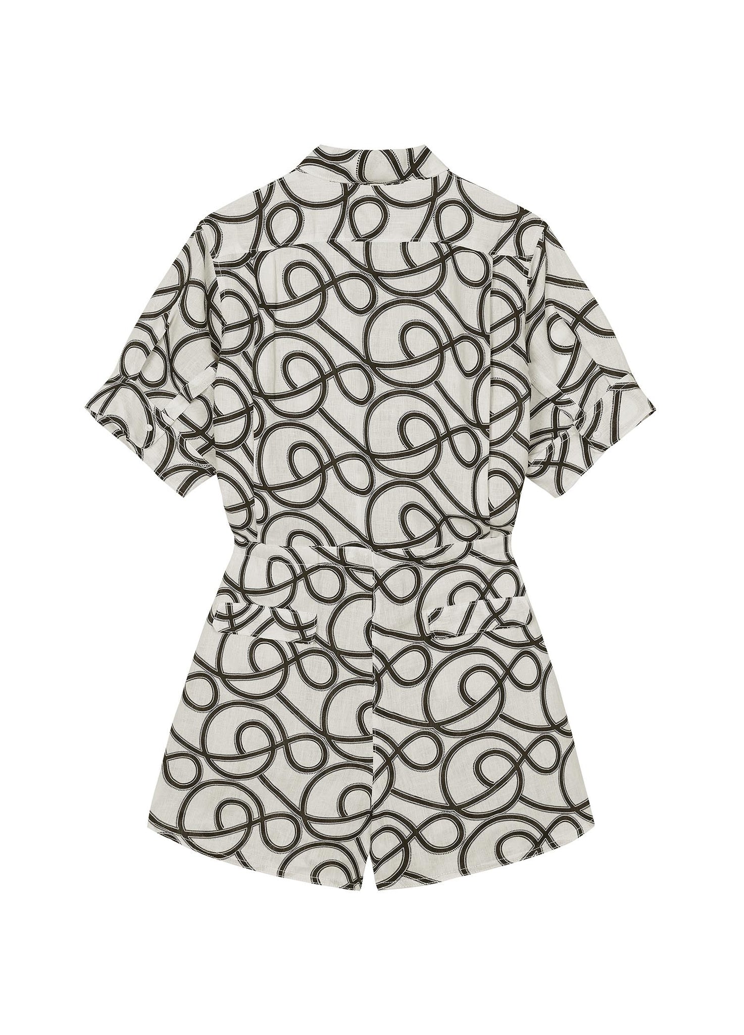 Jumpsuits / JNBY Twisted-Line Print Linen Short Sleeve Jumpsuit (100% Linen)